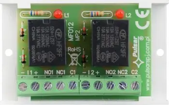 Modul releje Pulsar AWZ624, 20–28V DC, 2 rele C NC NO, jeshil