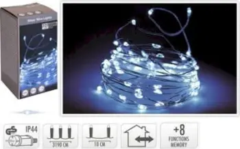 Drita dekorative Lamp Christmas Lights, 320 LED, tel argjendi, dritë e bardhë e ftohtë
