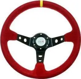 Timon sportiv MTuning Steering Wheel Pro 350mm, offset 80mm, suede i kuq
