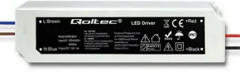 Furnizues energjie LED Qoltec, 60W, 12V IP67, gri