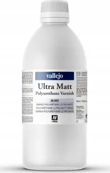 Llak poliuretani Vallejo Ultra Matte, 500ml, përfundim ultra mat, transparent