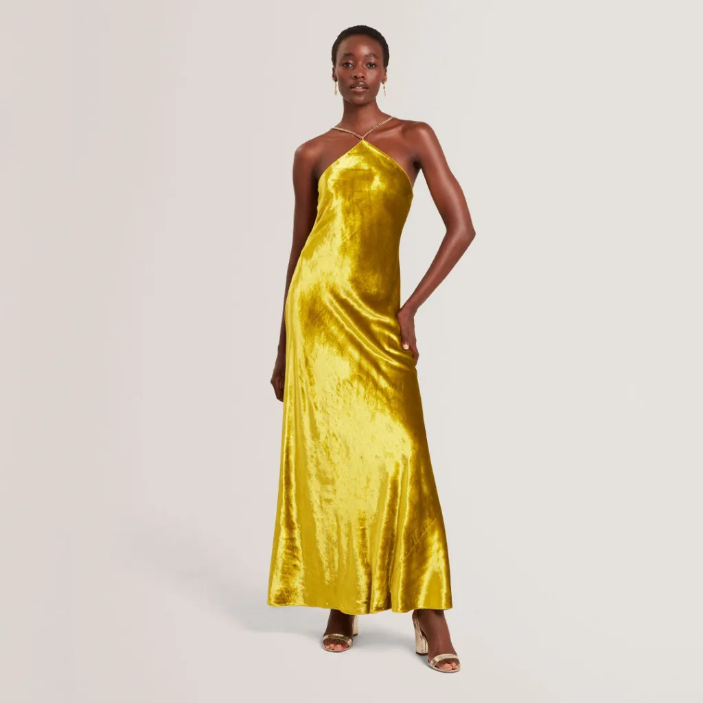 Fustan Velvet Halter Neck Maxi Dress - 2