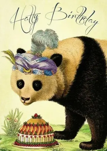 Karta urimi Madame Treacle Birthday Panda, format B6, me zarf, shumëngjyrëshe