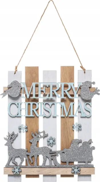 Varëse dekorative Krishtlindjesh Merry Christmas, MDF, 23 cm, ngjyrë druri