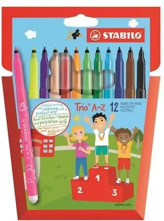Set markera felt-tip Stabilo Trio AZ, 12 ngjyra, 203554, multicolor