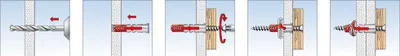 Tiple universal Fischer DuoPower 6 x 50mm, set 100 copë, gri e kuqe - 3