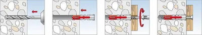Tiple universal Fischer DuoPower 6 x 50mm, set 100 copë, gri e kuqe - 5