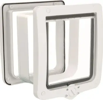 Derë për mace Trixie Cat Door 4-WAY TX-44241, me tunel, 24 x 28 cm, e bardhë