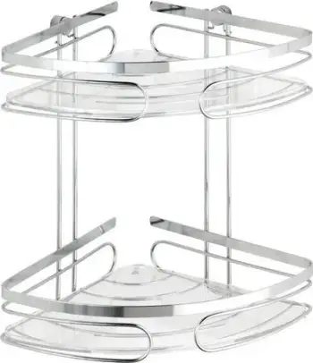 Raft këndor banjoje Wenko Bath Organization, 2 nivele, çelik inox, argjendtë