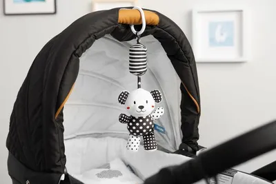 Varëse karroce Sensillo Teddy Bear, lodër pelushi, bardh e zi - 2