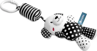 Varëse karroce Sensillo Teddy Bear, lodër pelushi, bardh e zi - 3