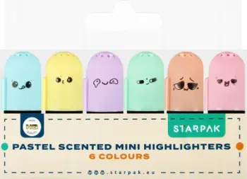 Set markera mini pastel me aromë, 6 copë, shumëngjyrëshe