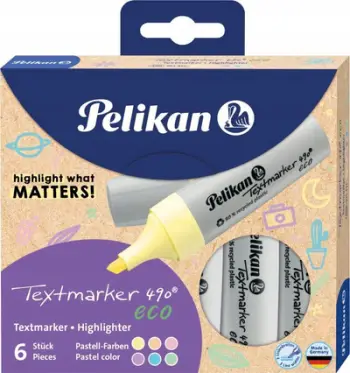 Set markera Pelikan Textmarker 490 Eco, 6 copë, ngjyra pastel
