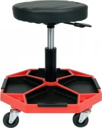 Stol pune teleskopik Seat Workshop Chair, lartësi e rregullueshme, me rrota, i zi