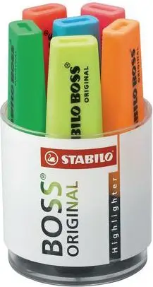 Set markera Stabilo BOSS, 6 ngjyra, në gotë