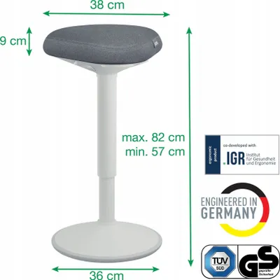 Stol zyre Leitz Ergo Active, ulëse Comfort, gri e errët - 4