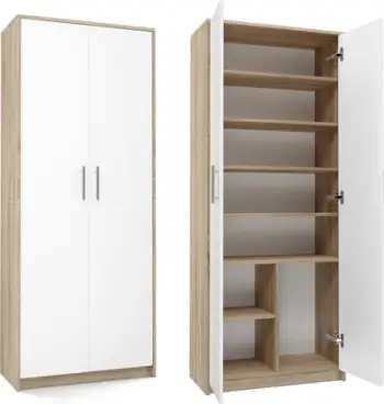 Raft librash Topeshop Office Shelf Living Room Oliv 2D, 8 rafte, i bardhë Sonoma Oak