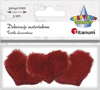 Stoli dekorative Titanum Fabric Decoration Red Hearts, 3 x 4 cm, set 3 copë, të kuqe
