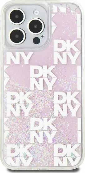 Kapak telefoni DKNY Liquid Glitter Checkered, për iPhone 15 Pro Max, rozë - 1