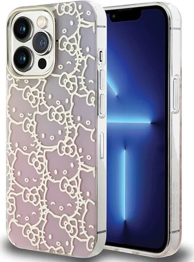 Mbulesë telefoni Hello Kitty IML Gradient Crowded Kitty Head për iPhone 15 Pro, TPU, rozë blu - 1