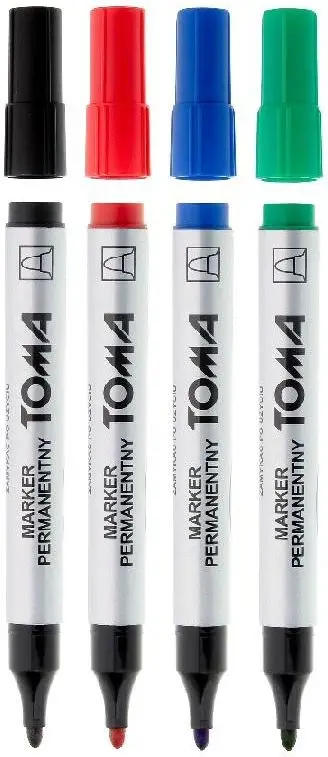 Set markerash permanentë Toma Round, majë 1.5 mm, 4 ngjyra