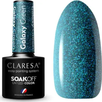Llak thonjsh hibrid Claresa Galaxy Green, 5ml, jeshile me shkëlqim