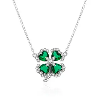 Varëse për femra Agato Four-Leaf Clover AGT-N021WGR, e argjendtë/ e gjelbër