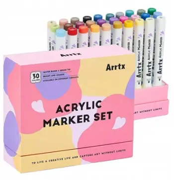 Set markerë akrilikë ARRTX Acrylic Brush, 30 copë, majë furçe, ngjyra moderne