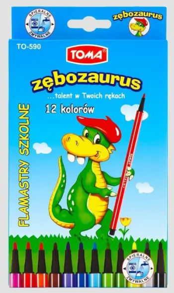 Set markerash Toma Washable Felt Sticks Toothsaurus, 12 ngjyra