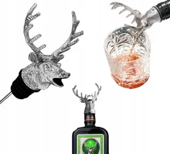 Stoper shishe Whole House Worlds The Bond Street Stag Head, 19cm, dekor brirë dreri, argjendtë