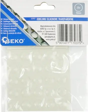 Stoperë gome silikoni vetëngjitës, set 25 copë, diametër 10 mm, transparentë