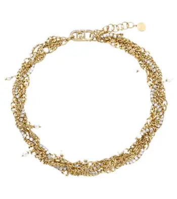Varëse për femra Liu Jo Layered Crystal and Pearl Choker LJ3074, e artë