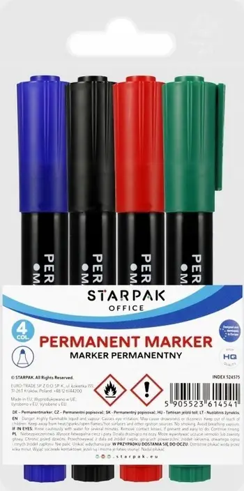 Set markerë permanent STARPAK 4541, majë e rrumbullakët, 4 copë, shumëngjyrësh