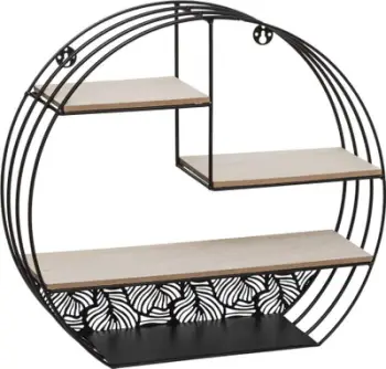 Raft muri Atmosphera Black Metal Wall Shelf, 40x36cm, metal dhe MDF, i zi