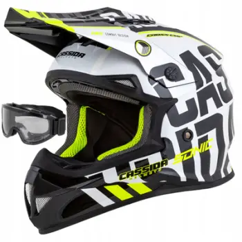 Helmetë cross Cassida Sonic, polikarbonat, e verdhë fluo, XXL