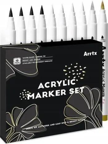 Set markerësh akrilik ARRTX, majë felt, 10 copë, 4 ngjyra të përziera