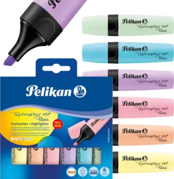 Set markerë tekstnënvizues Pelikan Highlighter 490, pastel, 6 copë