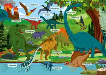 Mbështjellës tavoline Henry Desk Pad Dinosaurs, 34 x 48 cm, dizajn me dinosaurë, shumëngjyrësh