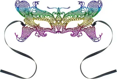 Maskë dekorative Rainbow Butterfly, dizajn openwork, shumëngjyrëshe - 1