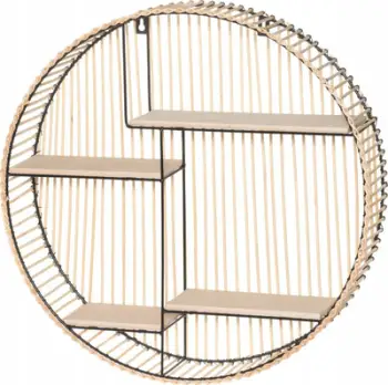 Raft muri dekorativ prej rrotange, i rrumbullakët, 50 cm, natyral