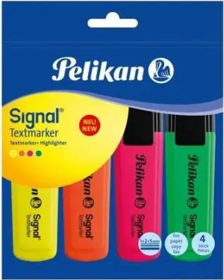 Set markerësh Pelikan Highlighter Signal 496, 4 ngjyra, fluoreshent