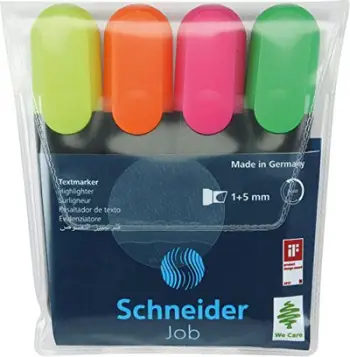 Set markerësh Schneider Highlighter Job, 4 copë, ngjyra të përziera