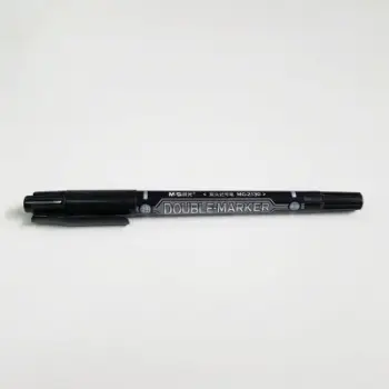 Set markerësh permanent M&amp;G Double Ended, 2 maje të holla, 12 copë, të zinj