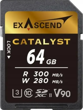 Kartë memorie Exascend Catalyst 64GB SD, UHS-II, V90, e zezë