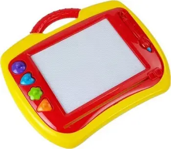 Dërrasë vizatimi LeanToys Funny Drawing Board 2 in 1, magnetike, set me vula, e kuqe e verdhë