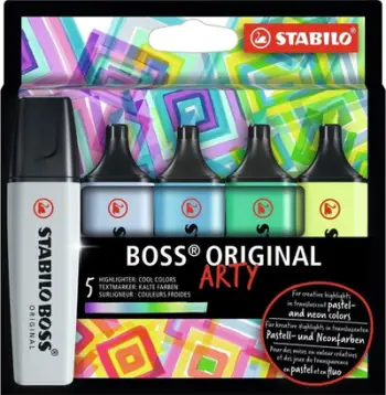 Set markerësh Stabilo Boss Original Arty, 5 ngjyra të ftohta, shumëngjyrëshe
