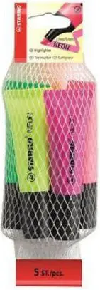 Set markerësh Stabilo Highlighter Neon, 5 ngjyra, fluorishent