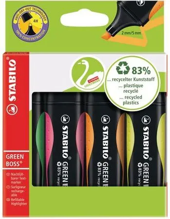 Set markerësh Stabilo Green Boss SCH250, 4 ngjyra, highlighter - 1