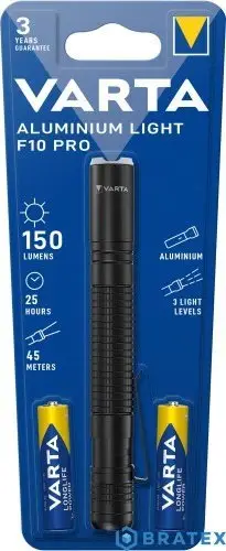 Dritë dore Varta F10 Pro LED, 150 lm, alumini, e zezë