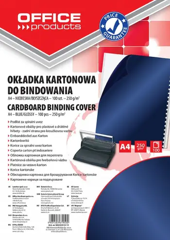 Kapakë lidhës Office Products, A4, 250gsm, 100 copë, blu e errët